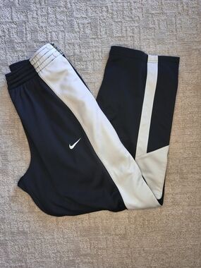 Vintage Nike Tear Away Snap Track Pants Black White Side Panel Baggy Mens Size L